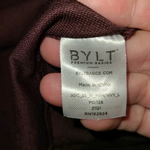 BYLT Men Maroon Drop Cut Ringer Lux Shirt Size Large‎ NEW Short Sleeve Casual - Picture 11 of 11
